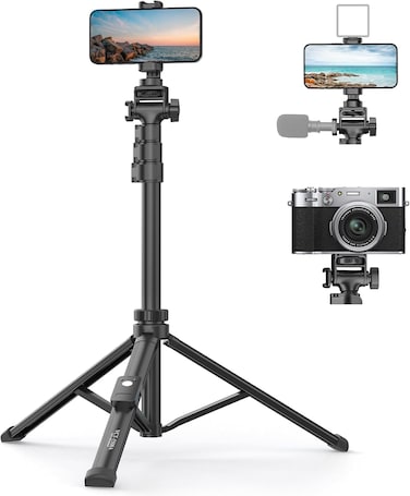 170cm Phone Camera Tripod Stand with Remote &amp; Phone Holder, Tripod for Travel/Video Recording,Tall Smartphone Tripod Compatible with iPhone/Android//Webcamera