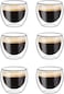 Double Wall Glasses for Coffee/Tea, Espresso Shot Glass Cup, Set of 6 Coffee Mug Perfect for Cappuccino, Latte, Turkish Tea, Milk and Beverage (80ml)