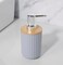 Bathroom Accessories Set, 6 Pieces, Toilet Brush, Soap Dispenser, Toothbrush Holder, Cup, Soap Dish, Trash Can (Gray R)