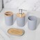 Bathroom Accessories Set, 6 Pieces, Toilet Brush, Soap Dispenser, Toothbrush Holder, Cup, Soap Dish, Trash Can (Gray R)