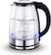 1.8 Liter Glass Body Electric Cordless Kettle with 360&deg; Swivel Base, Power Cord Storage, Auto Cut-off Function, LED Indicator, 1500 Watts