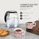 2200W Compact, Cordless Electric Glass Kettle Boiler, Automatic Shut Off, Boil Dry Protection, LED Indicator, Integrated Filter, 360&deg; Rotating Base, For Home &amp; Office Use