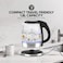 2200W Compact, Cordless Electric Glass Kettle Boiler, Automatic Shut Off, Boil Dry Protection, LED Indicator, Integrated Filter, 360&deg; Rotating Base, For Home &amp; Office Use