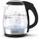 2200W Compact, Cordless Electric Glass Kettle Boiler, Automatic Shut Off, Boil Dry Protection, LED Indicator, Integrated Filter, 360&deg; Rotating Base, For Home &amp; Office Use
