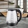 Radiotronics 1.8 Liters Borosilicate Glass Electric Kettle 1500W 3 Pin, Fast Boiling Auto Shut Off Boil-Dry Protection Stainless Steel Filter BPA Free Hot Water Boiler