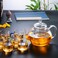 Glass Tea Pot Coffee Teapot with Heat Resistant Glass Infuser Tea Kettle Loose Leaf Tea Pot Can be Used On Stovetop (600ml)