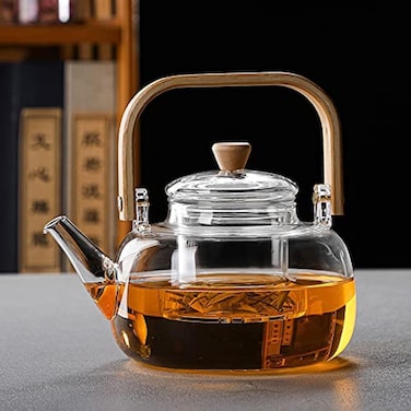 Glass Teapot with Infuser,Tea Pot Stovetop Safe,Coffee Kettle with Removable Strainer,Suitable for Blooming Tea &amp; Loose Leaf Tea Maker (teapot 900ml)