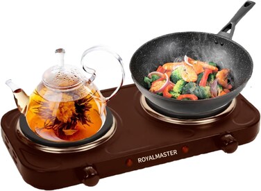 Double Hot Plate,2000W Electric Plate,Portable Electric Hob .Cooktops. (Brown)