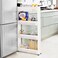 Storage Cart 4 Tier, Slim Rolling Storage Cart Kitchen Shelves Organizer For Kitchen Bathroom Laundry Office Narrow Places With Wheels White