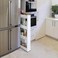 Storage Cart 4 Tier, Slim Rolling Storage Cart Kitchen Shelves Organizer For Kitchen Bathroom Laundry Office Narrow Places With Wheels White