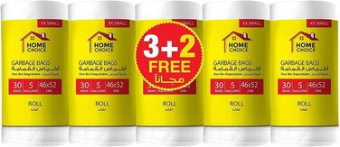 Garbage Bags, 5 Gallons Pack of 4, White, 150 Bags, 45x52 cm, Bin Liner, Trash Bags, Waste Bags for Indoor and Outdoor Use