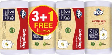 Garbage Bags 4 Rolls, White, 5 Gallon Capacity