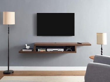Wall Mounted TV Cabinet Modern TV Stand Shelf (135x24x15cm, Brown)
