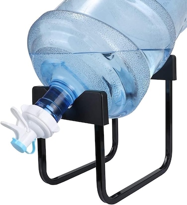 Radiotronics Metal 5 Gallon Water Jug Stand Dispenser with 2.15 Inch Dustproof Valve,Non-Slip Drinking Water Cooler Rack with Reusable Spout