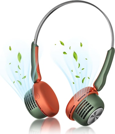 USB Rechargeable Wearable Cooling Personal Fan, 360&deg; Cooling 5 Speeds Adjustable Strong Wind for Men Women for Outdoor, Indoor, Travel, Sports