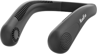 5000mAh, Bladeless Wearable Personal Fan, Rechargeable Neckband Fan, Max 21H Working Time, 4 Speeds, for Travel, Hiking, Outdoors (Black-a)