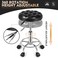 Round Rolling Stool: Vanity Chair with PU Leather Height Adjustable 360&deg; Swivel Stool with Wheels for Office Home Drafting Work Studio Shop SPA Salon