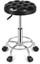 Round Rolling Stool: Vanity Chair with PU Leather Height Adjustable 360&deg; Swivel Stool with Wheels for Office Home Drafting Work Studio Shop SPA Salon