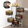 5 Tier Kitchen Storage Shelf, Rotatable Fruit Vegetable Basket, Circular Rotating Basket Large Storage Rack with 4 Movable Wheels