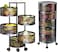 5 Tier Kitchen Storage Shelf, Rotatable Fruit Vegetable Basket, Circular Rotating Basket Large Storage Rack with 4 Movable Wheels