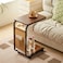 C Shaped End Table,Movable Side Table Coffee Table Sofa Table with Wheels and Storage Bag for Small Space, Living Room, Bedroom, Bedside(40 * 38.5 * 62cm)