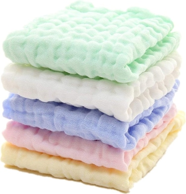 5pcs Muslin Baby Washcloths and Towels, Natural Organic Cotton Baby Washcloths, Soft Newborn Baby Towel and Muslin Washcloth for Sensitive Skin