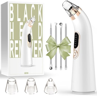 Blackhead Remover, Electric Pore Vacuum, 5 Suction Power, 4 Replaceable Probes, USB Rechargeable Blackhead Extractions Tool for Women and Men, with Blackhead Needle Kit (A)