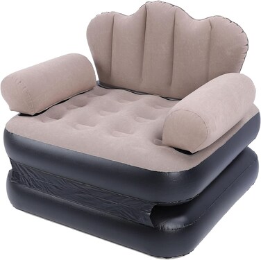 Inflatable Sofa Bed, Portable Foldable Thickened Flocked PVC Blow Up Couch Mattress Wearable 6.1lb Load Bearing Coffee for Home for Camping