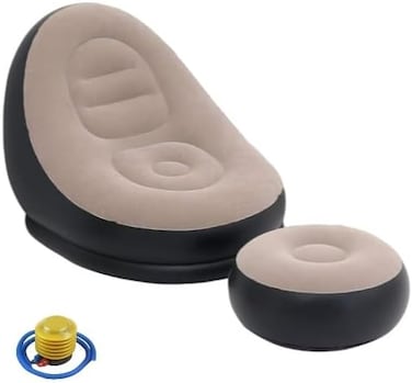 Inflatable Sofa - Inflatable Lounge Chairs 98 * 116 * 83cm Air Couch Footrest 31 * 62cm, Lazy Necessity Furniture Gaming Reading &amp; Movie Watching