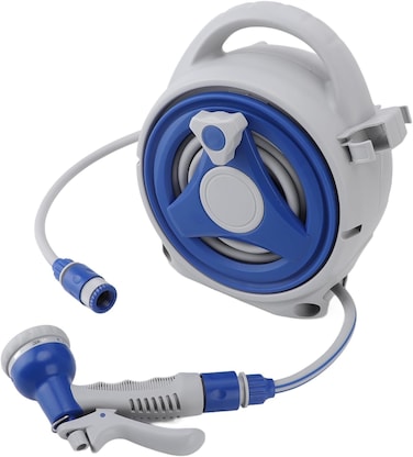 Tools Hose Reel, Heavy Duty Retractable Garden Hose Reel with 15m 49.2ft Water Pipe Nozzle for Home Yard Watering, Water Hose Reel Handheld Sunproof Hose Reel 10.1x5.7x11.8in