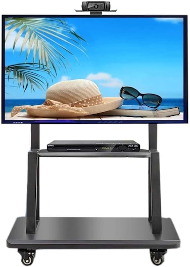 Radiotronics Mobile TV Stand Cart,Rolling TV Stand,32”-70“ Floor TV Mount Stand,Height Adjustable with Lockable Casters,2 Tier AV Shelves for Large Flat Panel LED