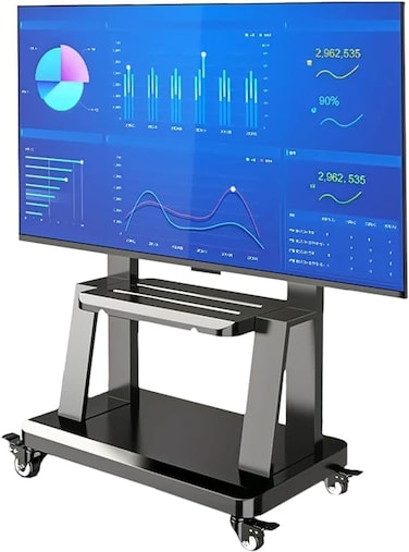 Mobile TV Stand Rolling TVs Cart for 32-75 Inch, Height Adjustable Floor TV Stand, LCD LED Flat Panel Curved Screen, with Wheels as a Movable Portable TV Stand