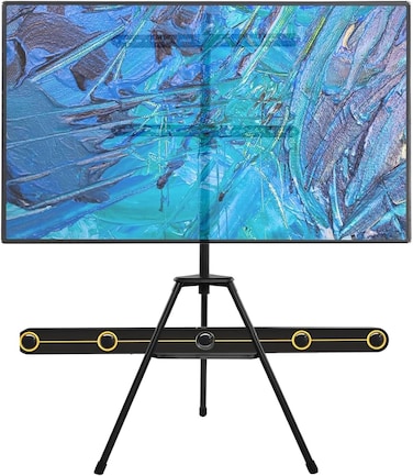 Tripod TV Stand, Modern Easel TV Stand for 32 to 75 inch Screens, Portable TV Floor Stand with An all Metal Tripod, Height Adjustable Corner TV Mount for Home