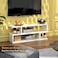 TV Stand with 3 Compartment   Wooden Tv Console   Wood Tv Unit with Storage Shelves   Home, Office, Bedroom, Entrance &amp; Hallway (White)