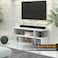 TV Stand with 3 Compartment   Wooden Tv Console   Wood Tv Unit with Storage Shelves   Home, Office, Bedroom, Entrance &amp; Hallway (White)