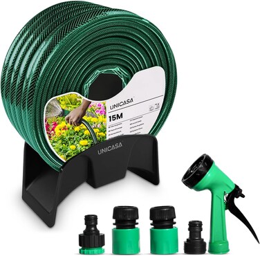 5-Meter Expandable Garden Hose Set with Thread Connectors and Sprayer - Lightweight and Durable, No-Kink with High-Performance Connectors, Lead-Free, Drinking Water Safe