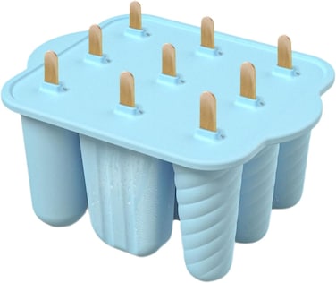 9 Hollow Silicone Popsicle Molds, With Lids Reusable Easy-Release Ice Cream, Maker Homemade Ice, Lollipop Mold for Home Flexible Leak-Free Ice, (Blue)
