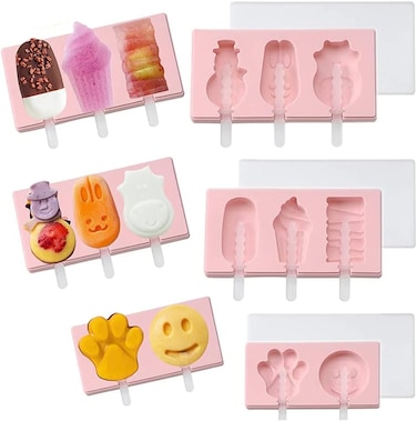 Ice Lolly Moulds, 3 Packs Silicone DIY Popsicle Molds Reusable Set, Ice Lolly Moulds, Frozen Purees Moulds, Ice Cream Mould with Sticks