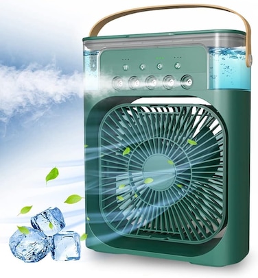 Portable Air Conditioners,700ml Mini Evaporative Cooler,USB Personal Conditioner with 7 LED Light，AC Cooling Fan for car Home Office Room (Green)
