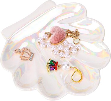Shell Jewelry Tray, Pendant Tray, Glass Jewelry Dish, Key Tray for Entryway, Ring Tray for Jewelry, Seashell Jewelry Dish for Home Bathroom D&eacute;cor