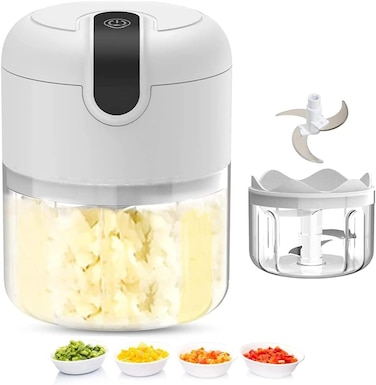 Electric Mini Garlic Chopper - Mini Food Processors, Portable and Easy to Clean &ndash; Wireless Food Processor for Garlic, Ginger, Onion and More  250ML  Grey