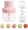 Multi-Function 3 Blades Wireless Electric Mini Food Chopper and Processor Blender, 100ml and 250ml (Pink)