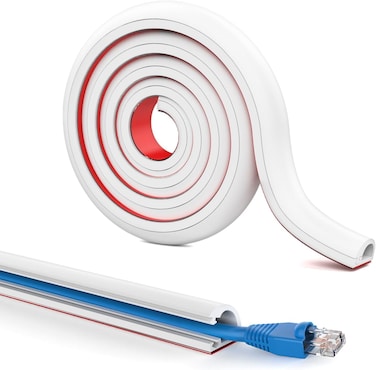 Wall Cord Hider 78 Inch, Self Adhesive Cable Hider Cord Cover for Wires, Flexible Wire Cover Cable Raceway for Cord Management W0.59 H0.39in White