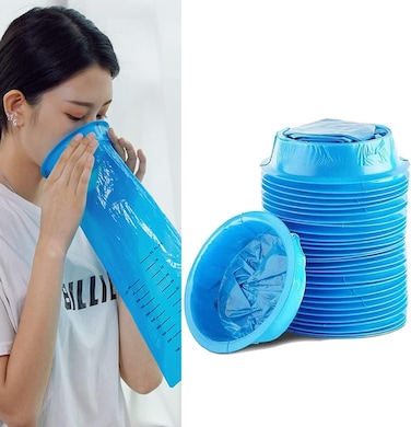 Vomit Bags, Disposable Barf Bags, for Morning Sickness, Kids, Pregnant Woman, Car Motion Sickness, 10 Pack 1000ml Blue