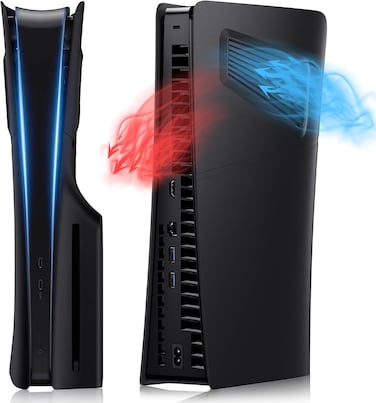 Compatible with Playstation 5 Slim Console Disc Edition, PS5 Slim Accessories Faceplate with Cooling Vents Shockproof Replacement Protective Custom Shell Skin (Black)