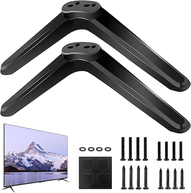 TV Stand Base Pedestal Feet Replacement for 32-55 inch TCL and Universal TVs, Plastic Mounting Legs with Screws, TV Holder Stand, (Black, 2Pcs)