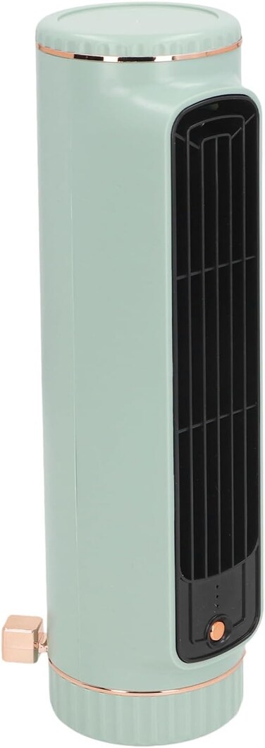 10inch Powerful Desktop Bladeless Fan, 3 Speeds Quiet Cooling Standing Fans, USB 1200mAh Rechargeable Battery Portable Oscillating Fan for Room, Home, Office (Green)