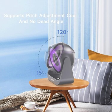 Portable Desk Fan with Smart LED Display, 100 Speed Levels Table Fan with 4000mAh Battery, Adjustable Angle, Quiet Operation
