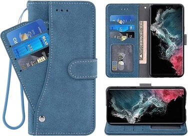 Samsung Galaxy S22 Ultra 5G Case, Premium Leather Folio Case, Flip Cover with TPU Shockproof, Stand, for Gaxaly S22ultra