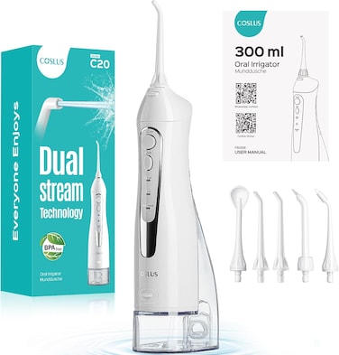 Radiotronics Professional Water Flosser For Teeth Braces Gums Care, Cordless Oral Irrigator, Deep Cleaning, Rechargeable, Waterproof, BPA-Free, Portable, White
